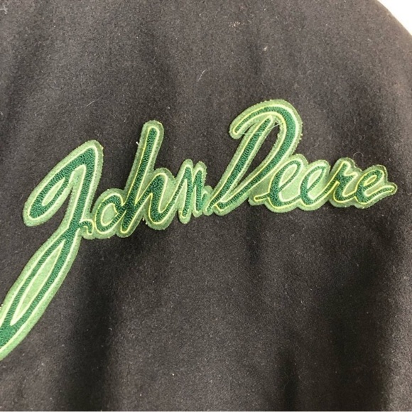 John DEERE Vintage Classic Boiled Wool and Leather Authentic Bomber Jacket XL - Picture 9 of 12